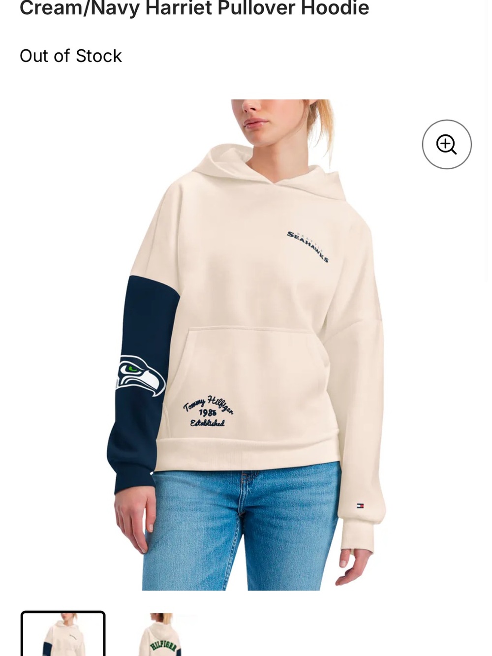 Tommy Hilfiger Woman’s Cream Embroidered Hoodie Size Large